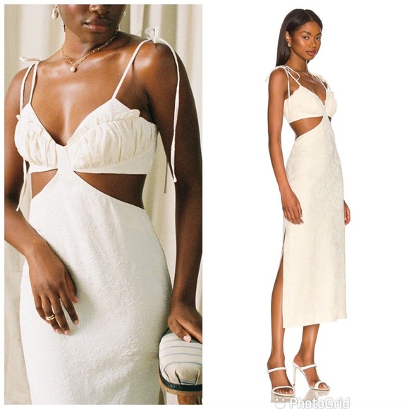 LPA Cut Out Midi Dress in Ivory - Picture 2 of 4